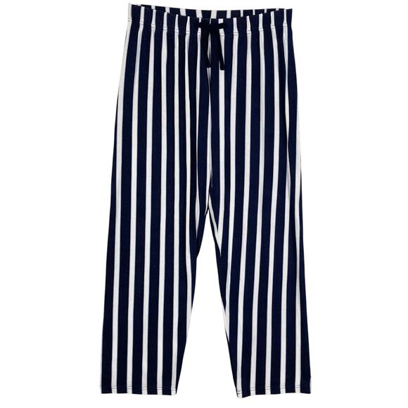 nwot PRIMARK Pants Women S Stripe Navy White Pull-Up Drawstring Stretch-Cotton - Picture 1 of 11